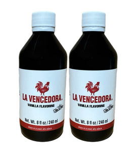 La Vencedora Mexican Vanilla Flavoring New Presentation 2 Dark & 2 Clear 8oz. Ea.