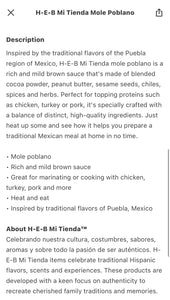 H-E-B Mi Tienda Mole Poblano Sauce Puebla Style 17oz
Pack of 2