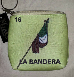 La Bandera Wallet Keychain Zipper Coin Bag Mexican Loteria Bingo Board Game NEW