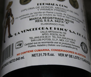 La Vencedora Pure Mexican Vanilla Extract 1 Glass Bottle 31 oz - 1L From Mexico