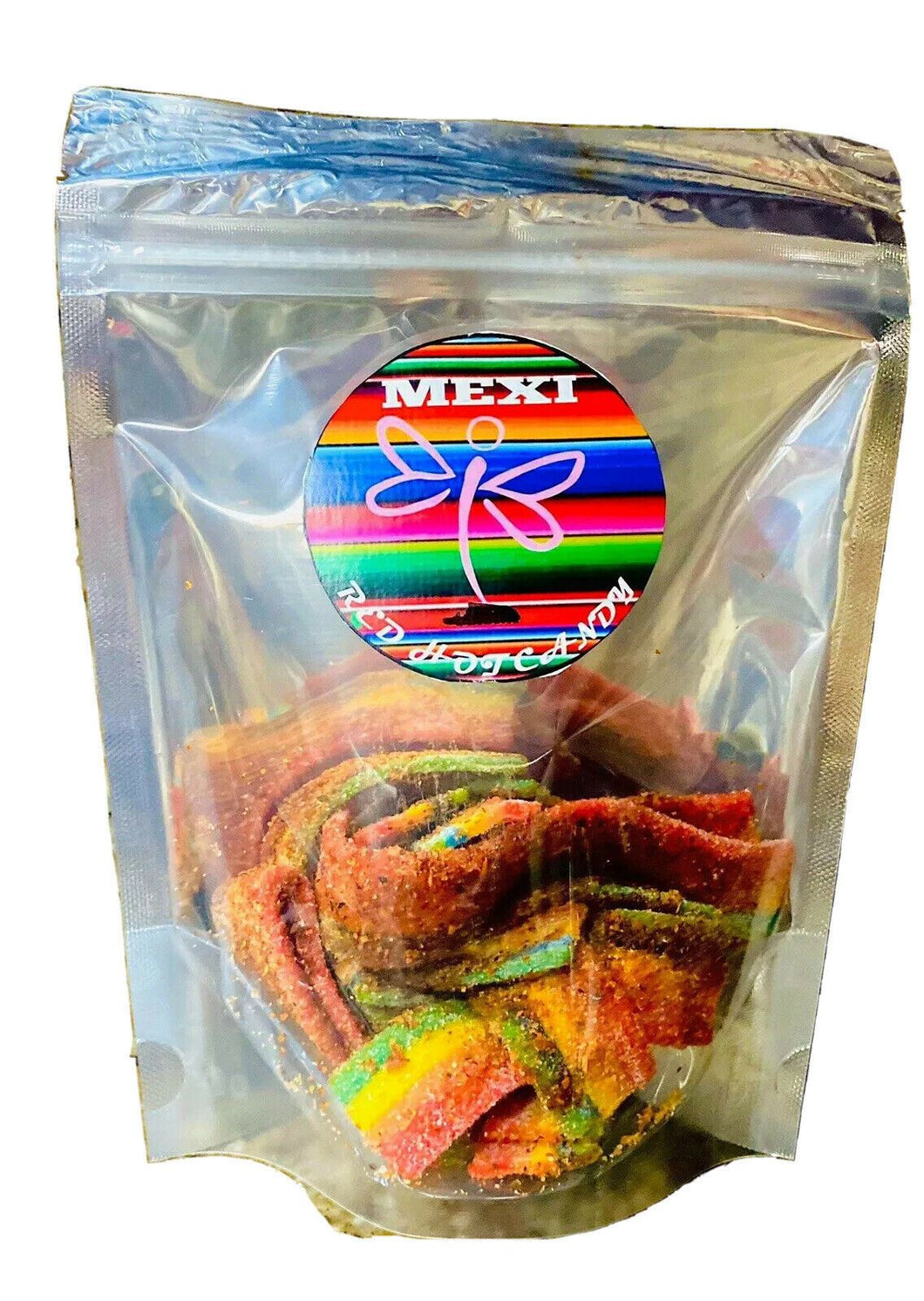 rainbow strips spicy enchilados covered with mexican chile tajin miguelito 3oz