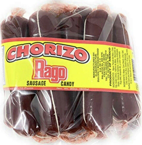2 X Rago Chorizo Sausage Tamarindo Chile Y Sal Tamarind Mexican Candy 20 Pcs