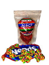 Load image into Gallery viewer, nerds spicy enchilados covered with mexican chile tajin miguelito 5oz