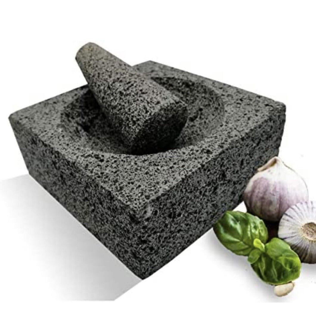 Square Molcajete Mortar & Pestle For Salsas & Spices From Mexico Handmade New