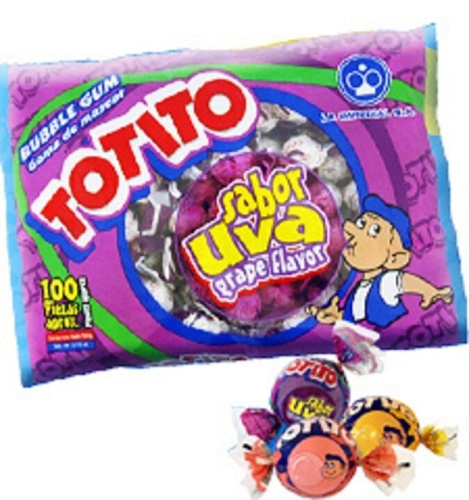 2 X Totito Uva Goma De Mascar Chicles Grape Flavored Bubble Gum