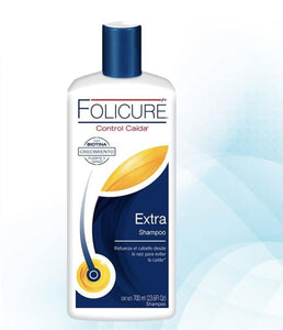 2 X folicure extra shampoo control caida biotina crecimiento 700ml each