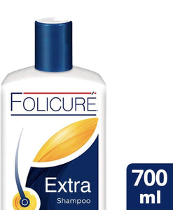 2 X folicure extra shampoo control caida biotina crecimiento 700ml each