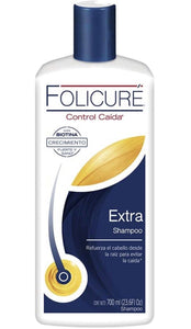 2 X folicure extra shampoo control caida biotina crecimiento 700ml each
