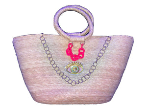 Mexican Straw Beach Tote Shopper Summer Bag Rhinestones Decor New D