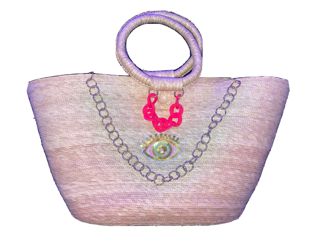 Mexican Straw Beach Tote Shopper Summer Bag Rhinestones Decor New D