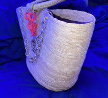 Load image into Gallery viewer, Mexican Straw Beach Tote Shopper Summer Bag Rhinestones Decor New D