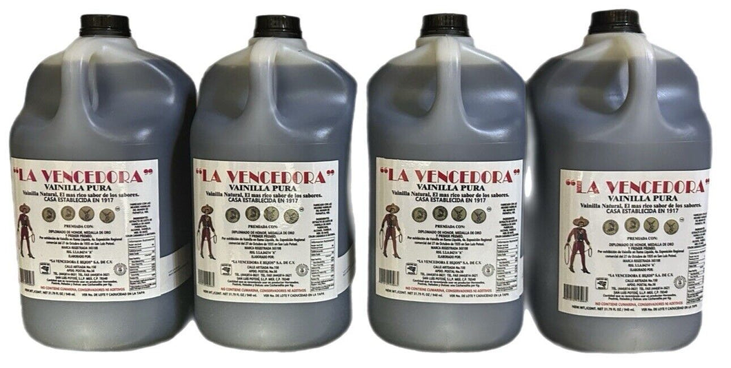 4 X La Vencedora 1 Gallon 4 Liters Pure Mexican Vanilla Vainilla Extract Mexico