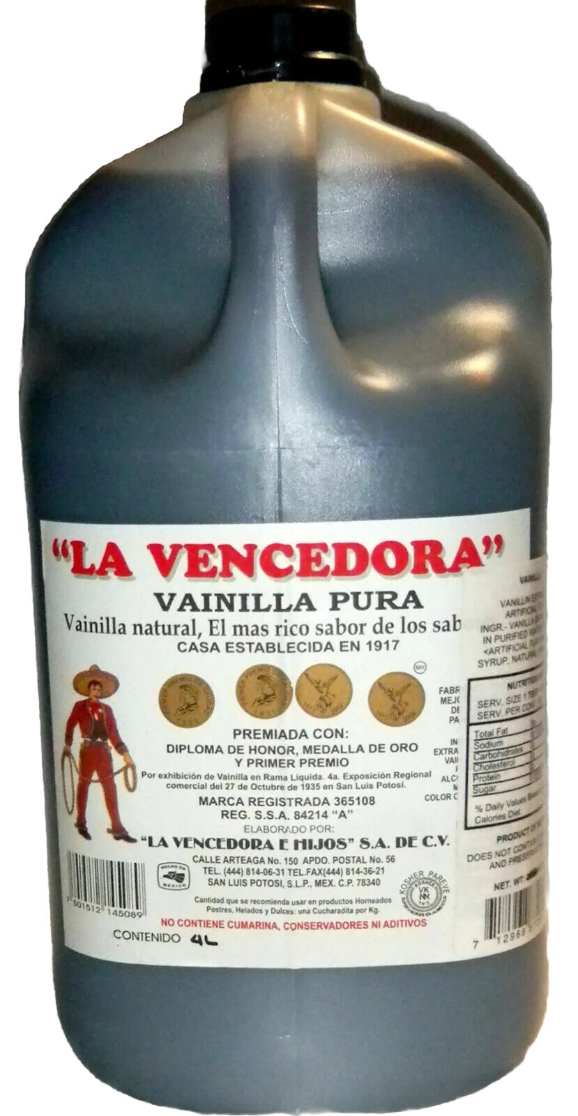 3 X La Vencedora 1 Gallon 4 Liters Pure Mexican Vanilla Vainilla Extract Mexico