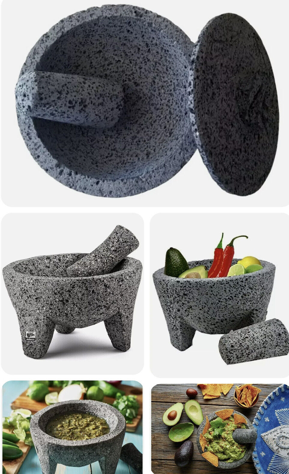 Molcajete With Lid Moderno mortar & Pestle Salsas & Spices Mexico Handmade New