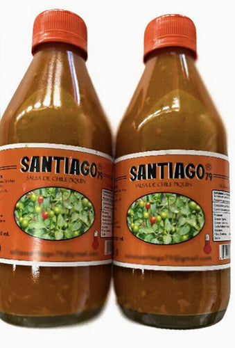 2 X SANTIAGO Hot Sauce Red Piquin Peppers From Mexico 8.5oz 2 Glass Bottles