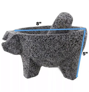 PIG painted Molcajete With Lid Mortar & Pestle Salsas & Spices Mexico New