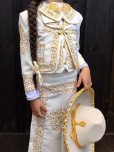 Load image into Gallery viewer, Beige Gold Women's Mariachi Charro Dress Outfit Mexico Folklorico Fiesta New