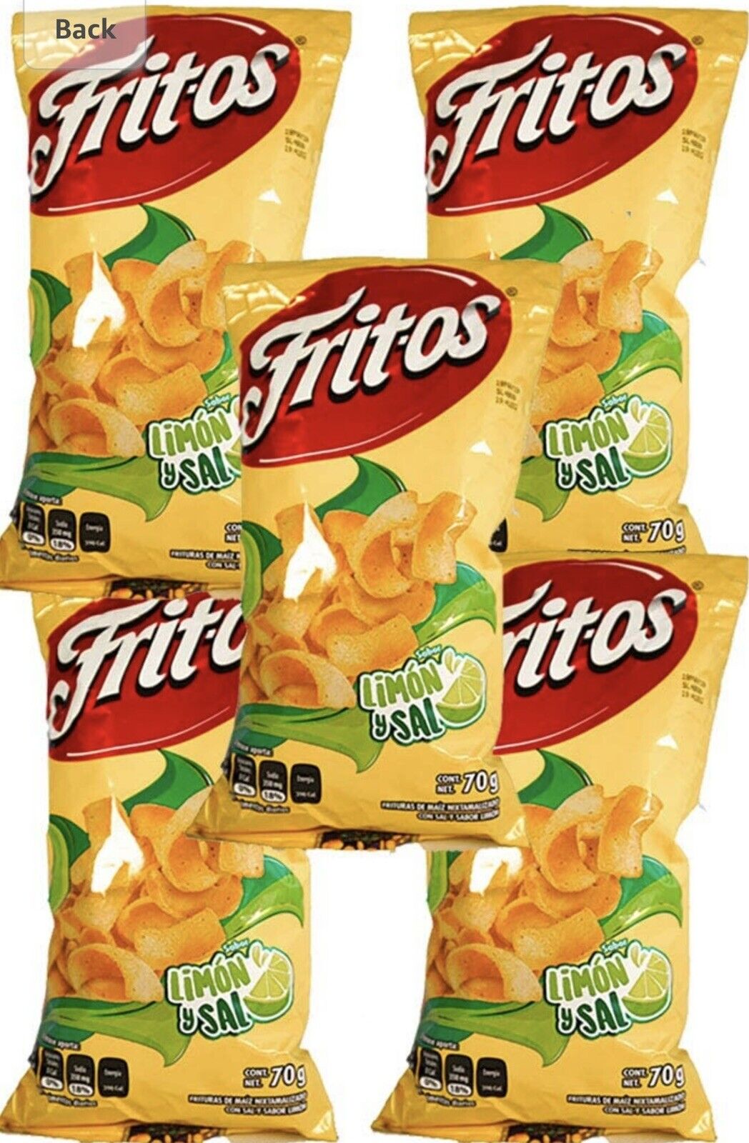 Sabritas Fritos Limon y Sal 60g Box With 5 bags papas snacks Mexican Chips