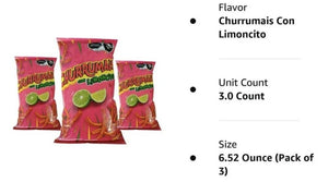 Sabritas Churrumais con Limoncito Box W/3 bags papas snack Mexican Chips