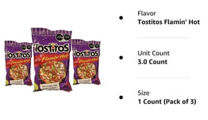 Sabritas Tostitos Hot  BIG 175g Pack of 3 papas snack Mexican chips