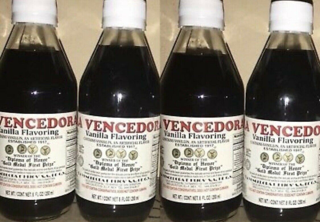 4 X La Vencedora Mexican Vanilla Flavoring 4 Glass 8.45oz Bottles From Mexico