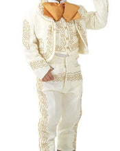 Load image into Gallery viewer, Beige Gold Boys Toddlers Mariachi Folkloric Suit Set Mexico Fiesta Dance Costume
