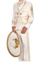 Load image into Gallery viewer, Beige Gold Boys Toddlers Mariachi Folkloric Suit Set Mexico Fiesta Dance Costume