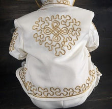 Load image into Gallery viewer, Beige Gold Girls &amp; Toddlers Mariachi Charro Outfit Mexico Folklorico Fiesta New