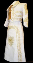 Load image into Gallery viewer, Beige Gold Girls &amp; Toddlers Mariachi Charro Outfit Mexico Folklorico Fiesta New