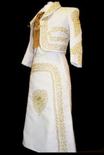 Load image into Gallery viewer, Beige Gold Girls &amp; Toddlers Mariachi Charro Outfit Mexico Folklorico Fiesta New
