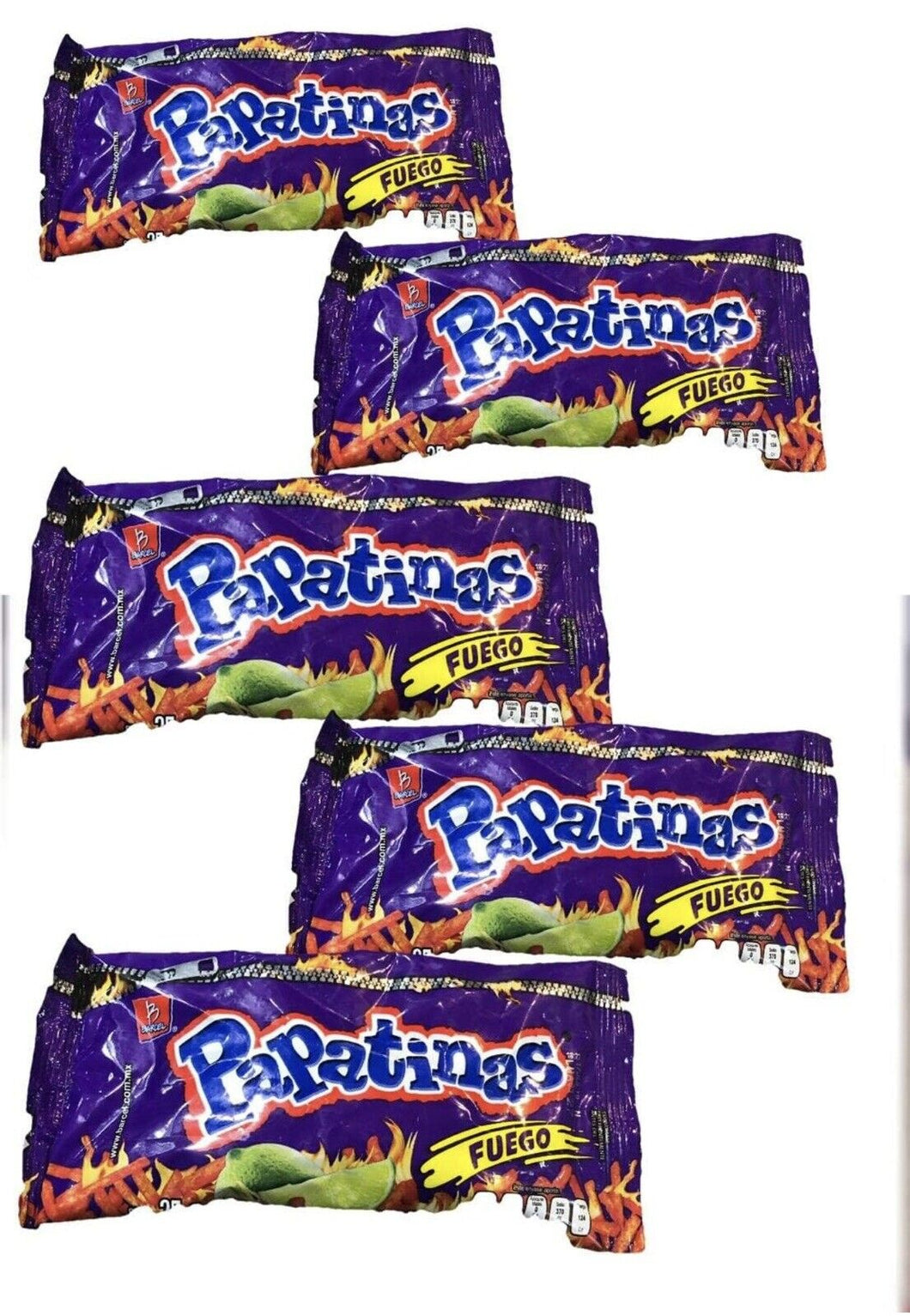 Papatinas Fuego Box with 5 bags papas snack Mexican Chips