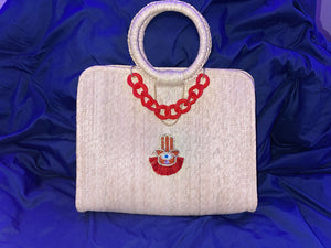Mexican Straw Beach Tote Shopper Summer Bag Rhinestones Decor New C