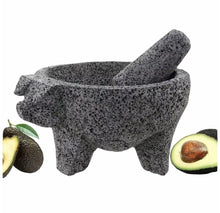 Load image into Gallery viewer, PIG Molcajete With Lid Mortar &amp; Pestle Salsas &amp; Spices Mexico Handmade New