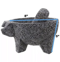 Load image into Gallery viewer, PIG Molcajete With Lid Mortar &amp; Pestle Salsas &amp; Spices Mexico Handmade New