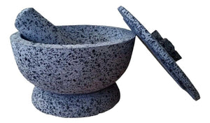 Molcajete With Lid Mortero Mortar & Pestle Salsas & Spices Mexico Handmade New