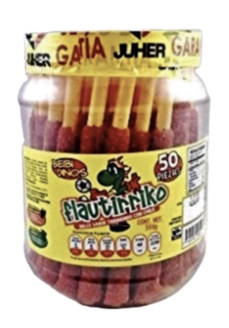 Flautirriko Tarugos Tamarindo Chile Mexican Tamarind Candy 50 Pcs