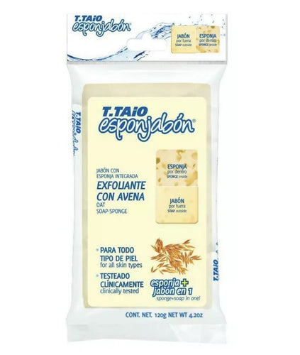 1X T.Taio Esponjabon Exfoliant Avena Oatmeal Scrub Soap Sponge Bar Dark Spot 4oz