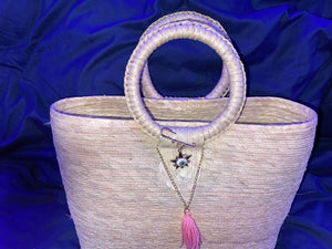 Mexican Straw Beach Tote Shopper Summer Bag Rhinestones Decor New A