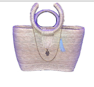 Mexican Straw Beach Tote Shopper Summer Bag Rhinestones Decor New A