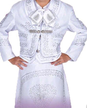 Load image into Gallery viewer, White Silver Girls Toddlers Mariachi Charro Outfit Mexico Folklorico Fiesta New