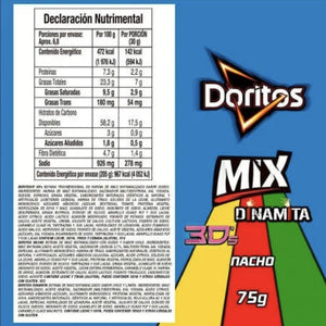 Doritos Mix Mexican Papas Chips Snack | 3D | Nacho |Dinamita | 75g Ea.