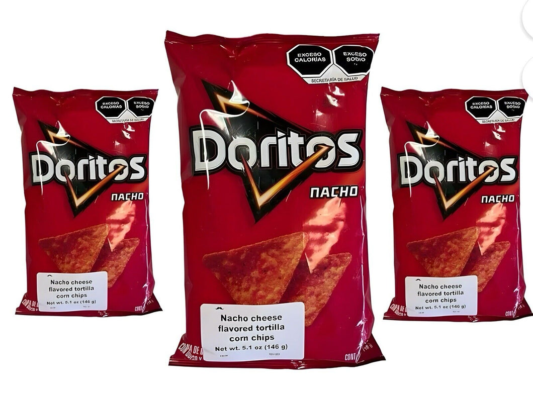 Sabritas Doritos Nacho 146g Box with 3 bags papas snack Mexican Chips