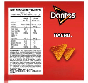 Sabritas Doritos Nacho 146g Box with 3 bags papas snack Mexican Chips