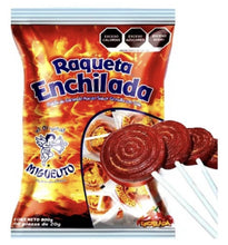 Load image into Gallery viewer, Miguelito Lollipop - Raqueta Enchilada Miguelito 40 ct