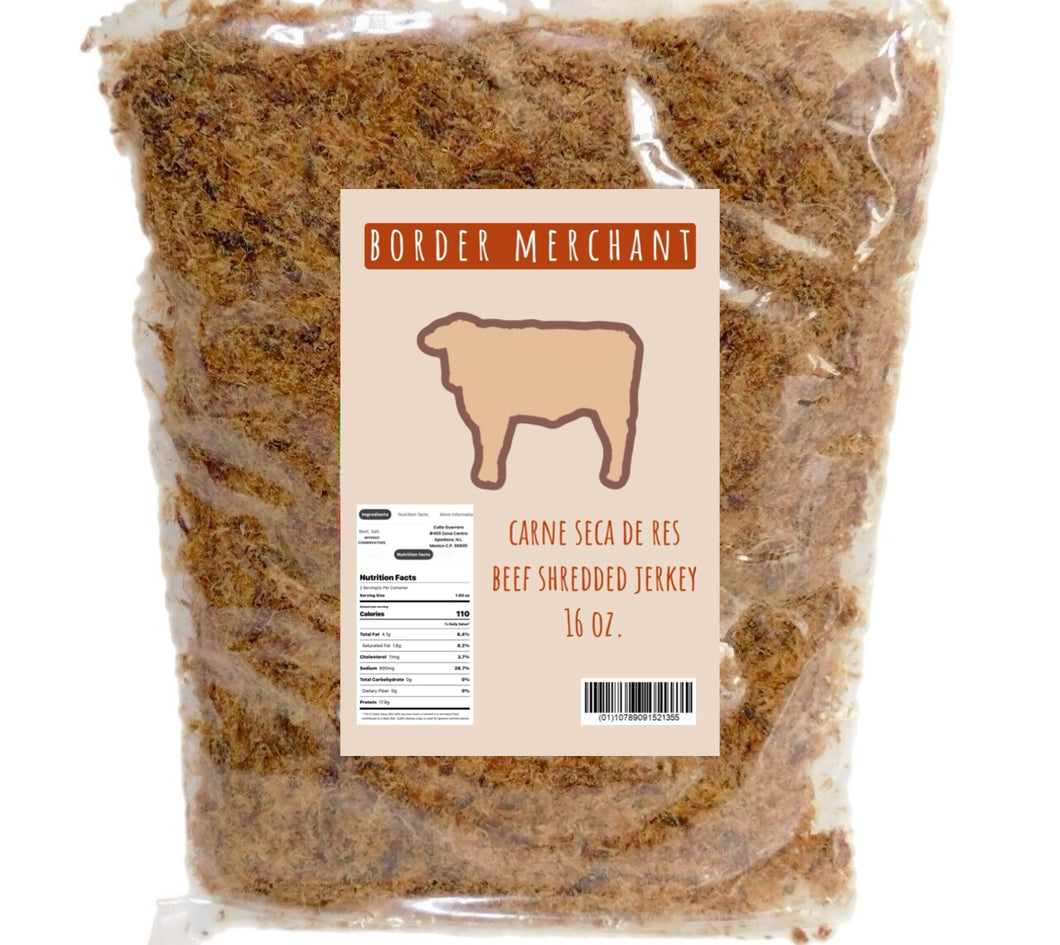 Machacado Carne Seca De Res Beef Shredded Jerkey From Mexico Apodaca N.L. 16 oz