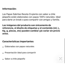 Load image into Gallery viewer, Sabritas Receta Crujiente Jalapeño Mexican Papas Botana Snacks Chips SMALL 5 Pk