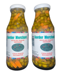 Border Merchant Chile Piquin Del Monte En Escabeche Hot & Spicy Pepper 2 Bottles