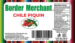 Border Merchant Chile Piquin Del Monte En Escabeche Hot & Spicy Pepper 2 Bottles