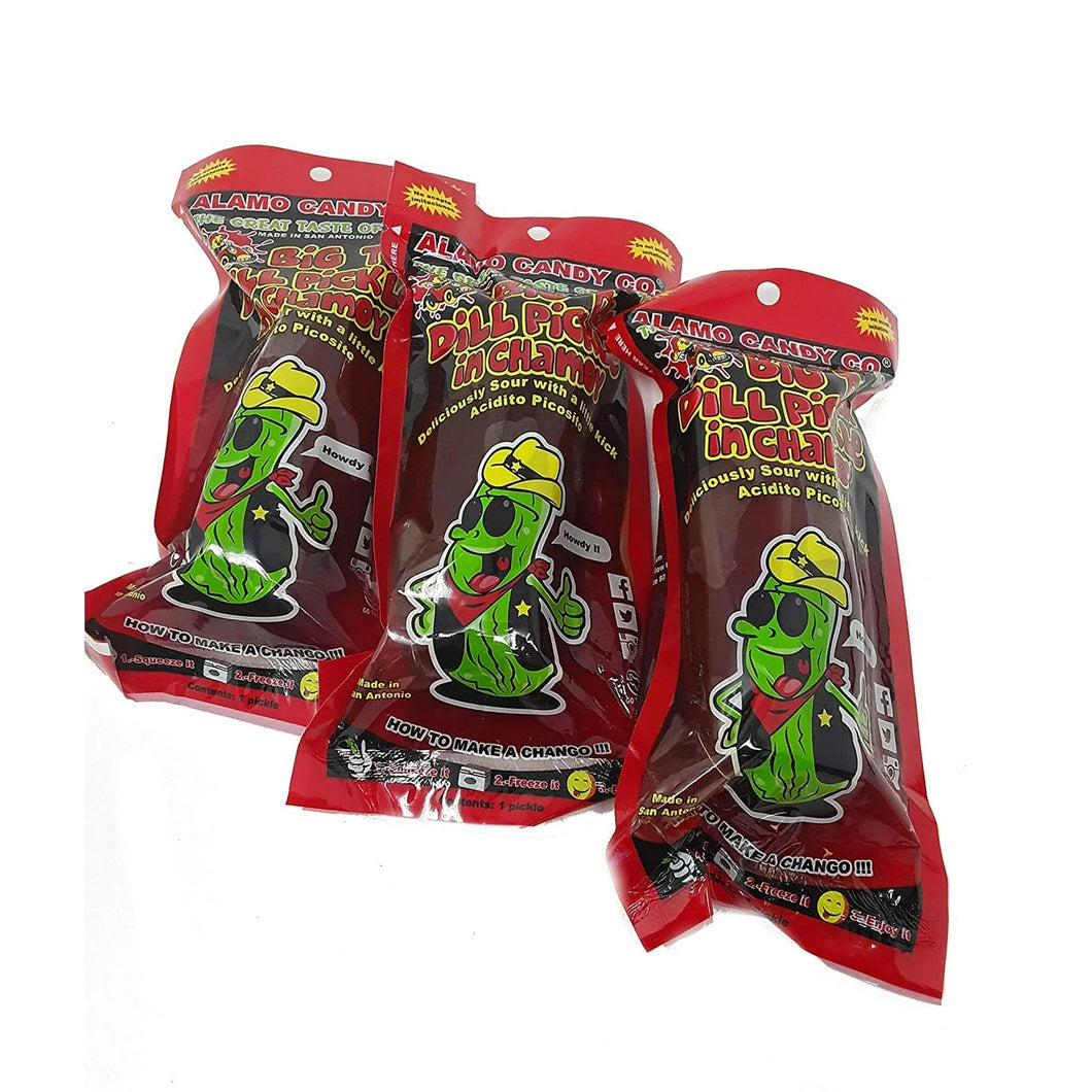 Alamo Candy Big Tex Dill Pickle In Chamoy - Three Pickles - Individually Wrapped