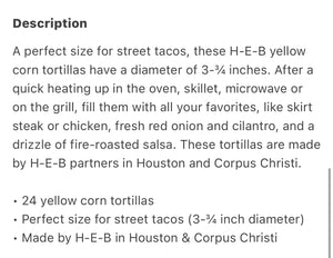 heb street taco corn tortillas 2 white & 2 yellow 4 pack total